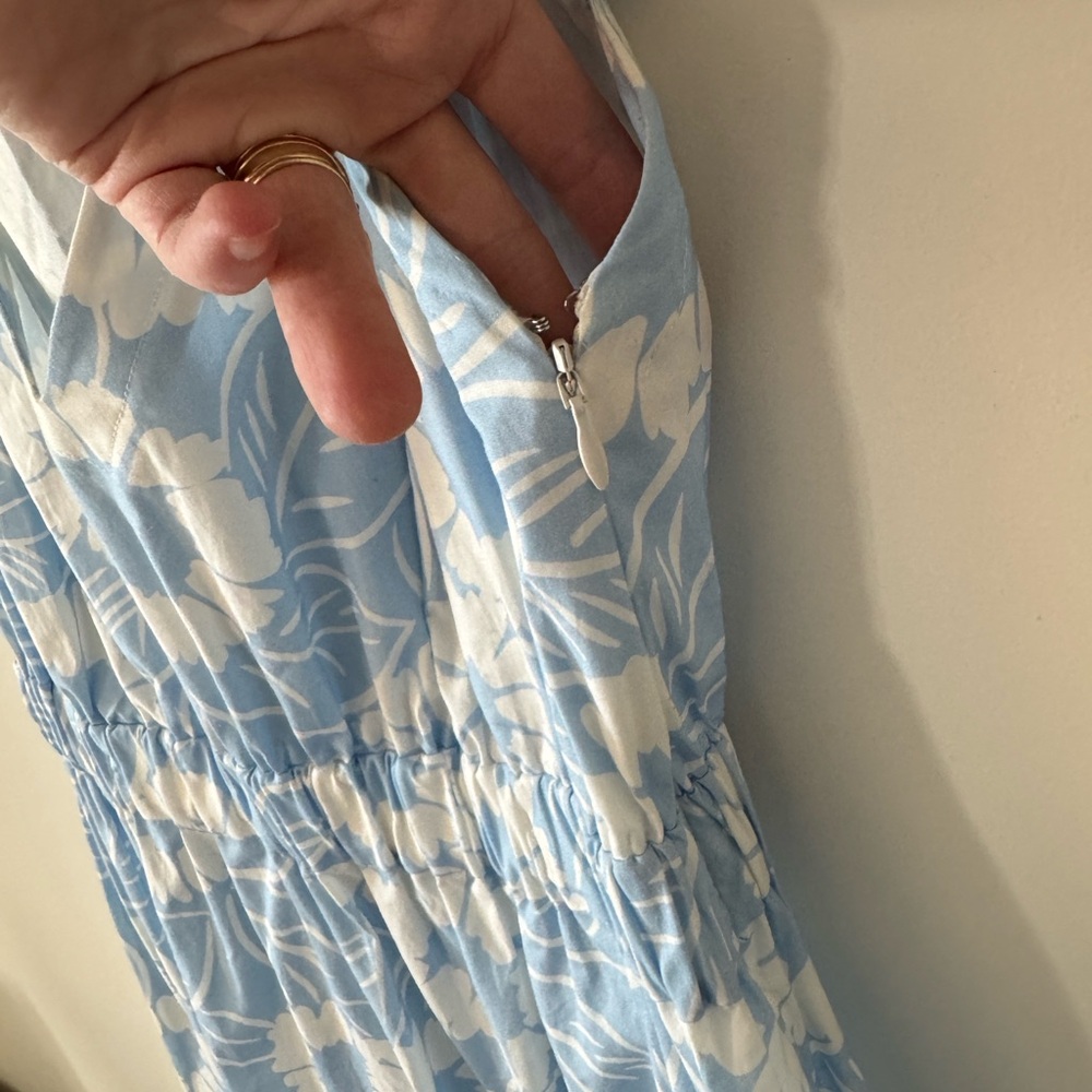 Prada Blue and White Floral Midi Dress - Picture 6 of 10